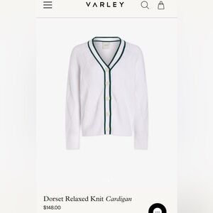 Varley White and Green Dorset Relaxed Knit Cardigan